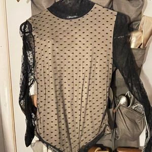 Sheer black long sleeve bodysuit